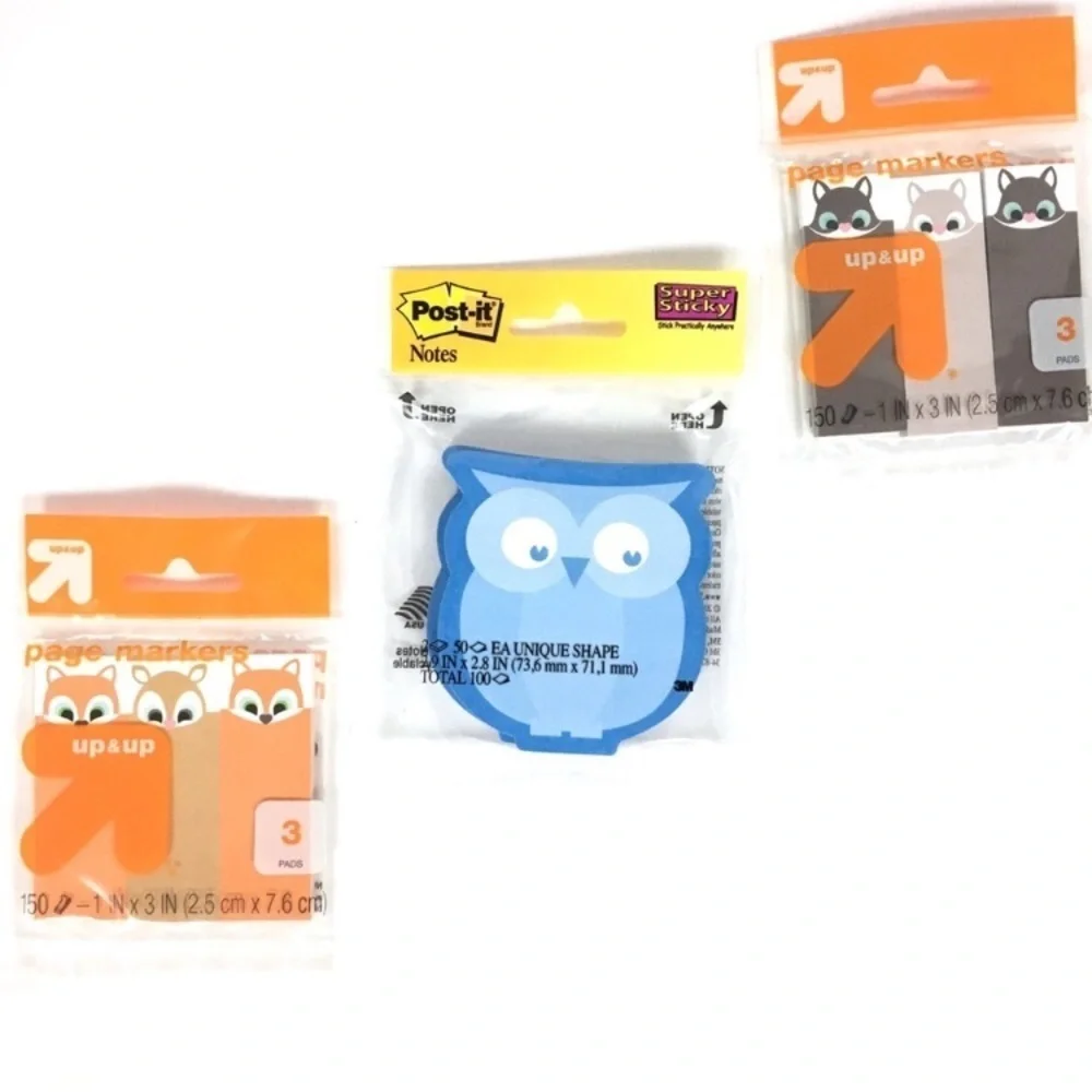 Sticky Notes Post It Up & Up Owl Fox Stationery Page Flags Planner Accessories